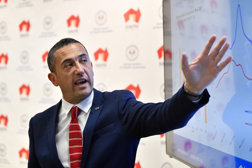 Treasurer Tom Koutsantonis outlines his mid-year budget review today. Photo: David Mariuz / AAP