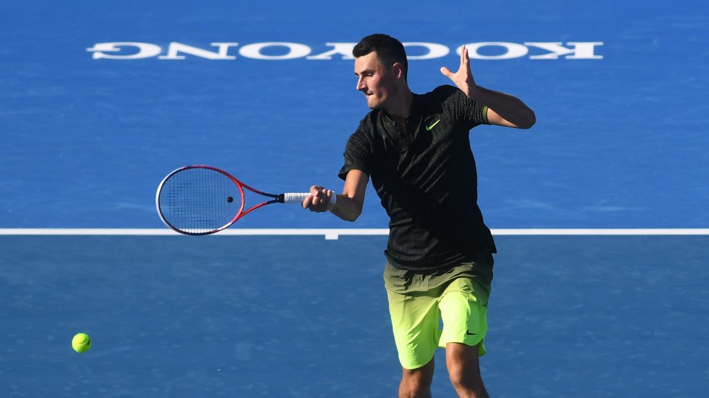 Bernard Tomic emerged for the Kooyong Classic in Melbourne this week. Photo: Julian Smith / AAP
