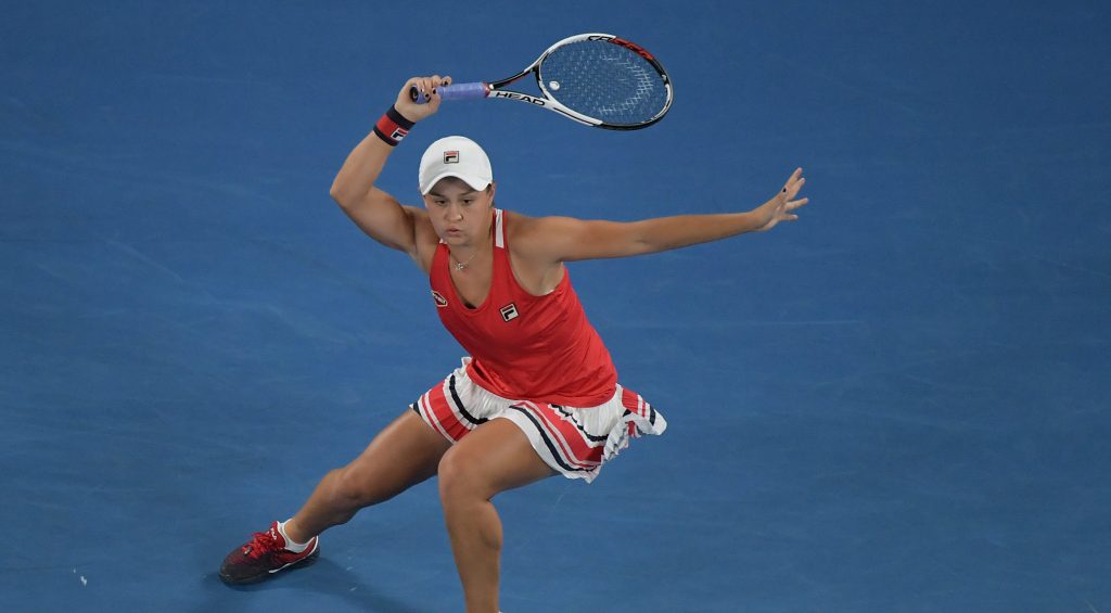 Ashleigh Barty during her win against Aryna Sabalenka of Belarus. Photo: AAP/Tracey Nearmy