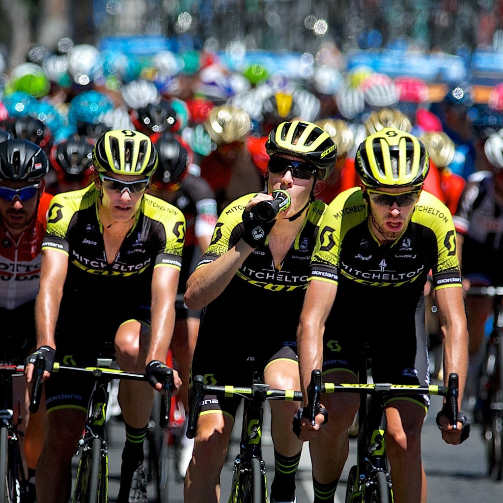 Pro riders in the Tour Down Under will need plenty of fluids in today's extreme heat. Photo: Michael Errey/InDaily