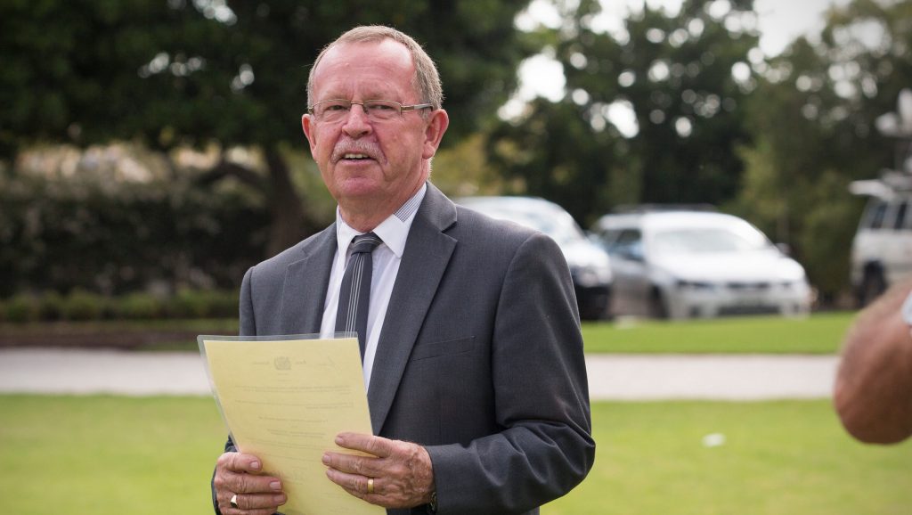 Geoff Brock at his swearing-in to the Weatherill cabinet in 2014. Photo: Ben Macmahon / AAP