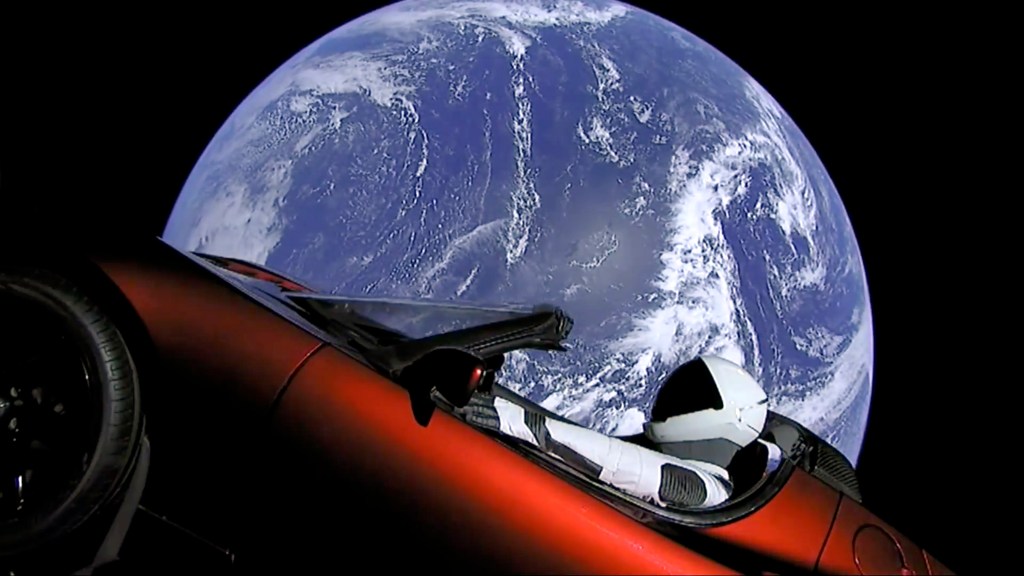 Thumbnail for A sports car and a glitter ball are now in space – what does that say about us as humans?