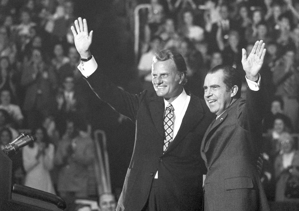 Evangelist Billy Graham pictured with President Richard Nixon in 1971. Photo: AP