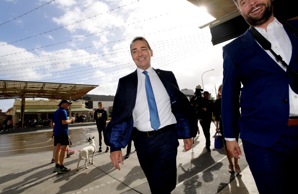 Steven Marshall leaves his first press conference as Premier. Photo: Tracey Nearmy / AAP