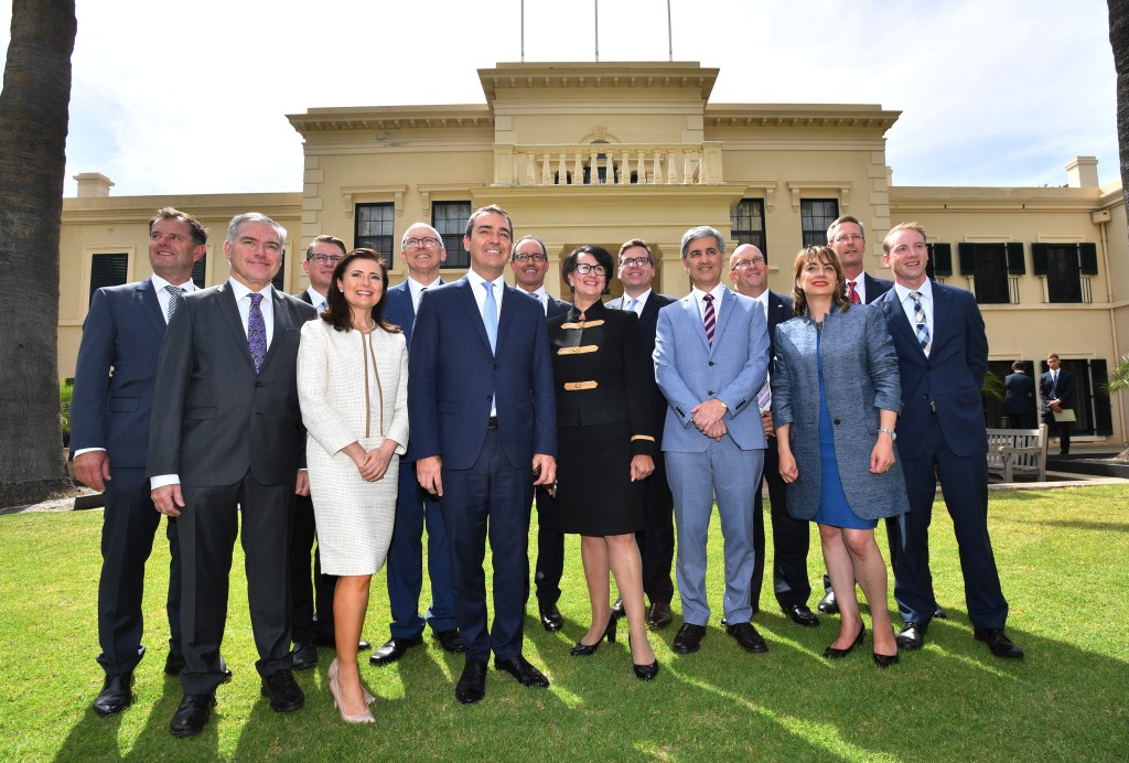 NOT THE OPPOSITION: Steven Marshall's new cabinet. Photo: David Mariuz / AAP