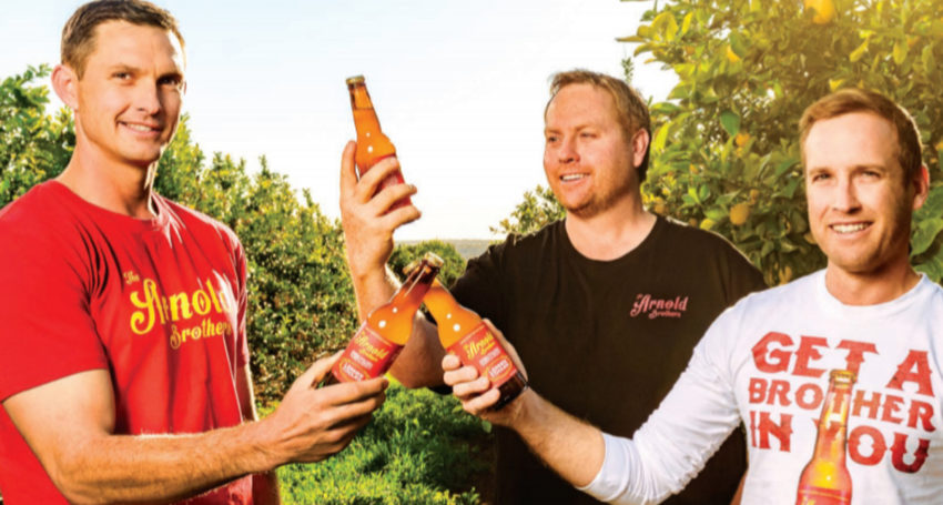 Riverland citrus and grape growers and brothers (from left) Michael, Ryan and Tim Arnold make hard lemonade from their produce.