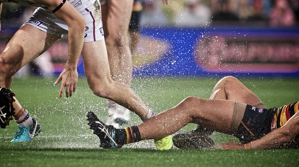 They may have been in danger of drowning, but at least the Crows' hamstrings stayed intact on Friday night. Photo: Michael Errey / InDaily