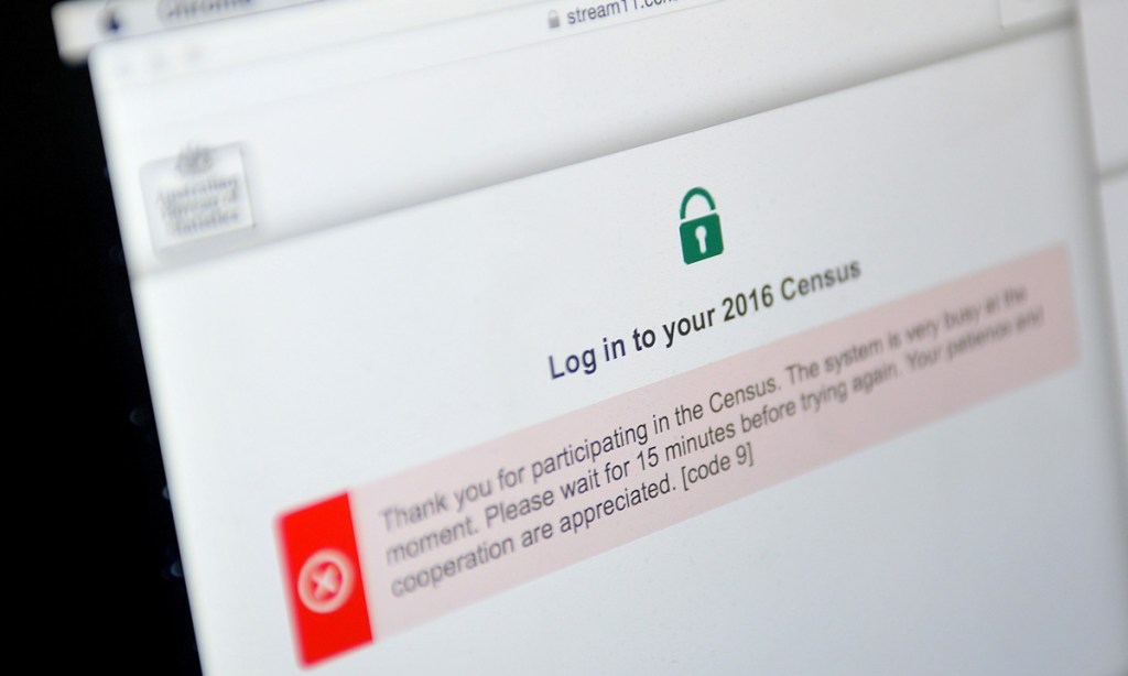 An error message on the Australian Bureau of Statistics (ABS) Census of Population and Housing website in August 2016. The Census website sustained four "malicious" targeted attacks by foreign hackers before being shut down. (AAP Image/Joel Carrett)