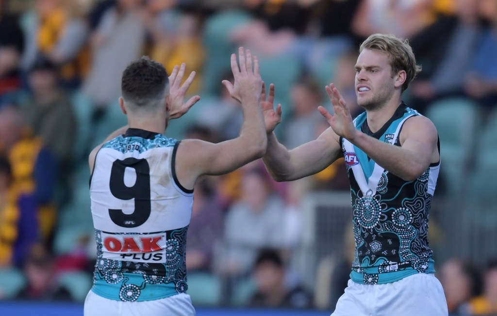 Ken Hinkley says Jack Watts (right) hasn't been in great form. Photo: AAP/Tracey Nearmy