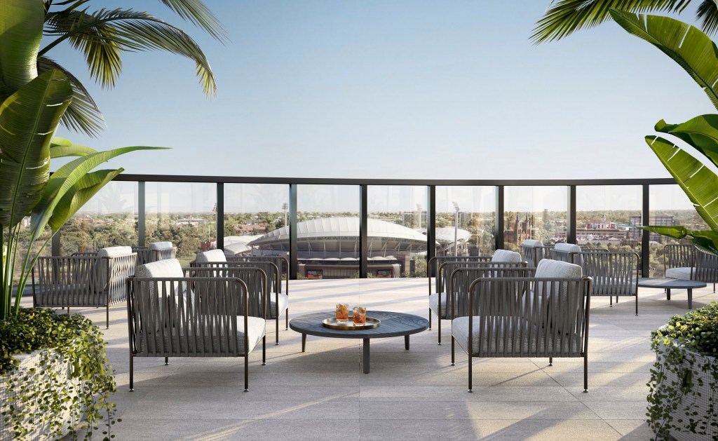 An artist's impression of the expanded Casino's rooftop bar. Image supplied by Adelaide Casino.