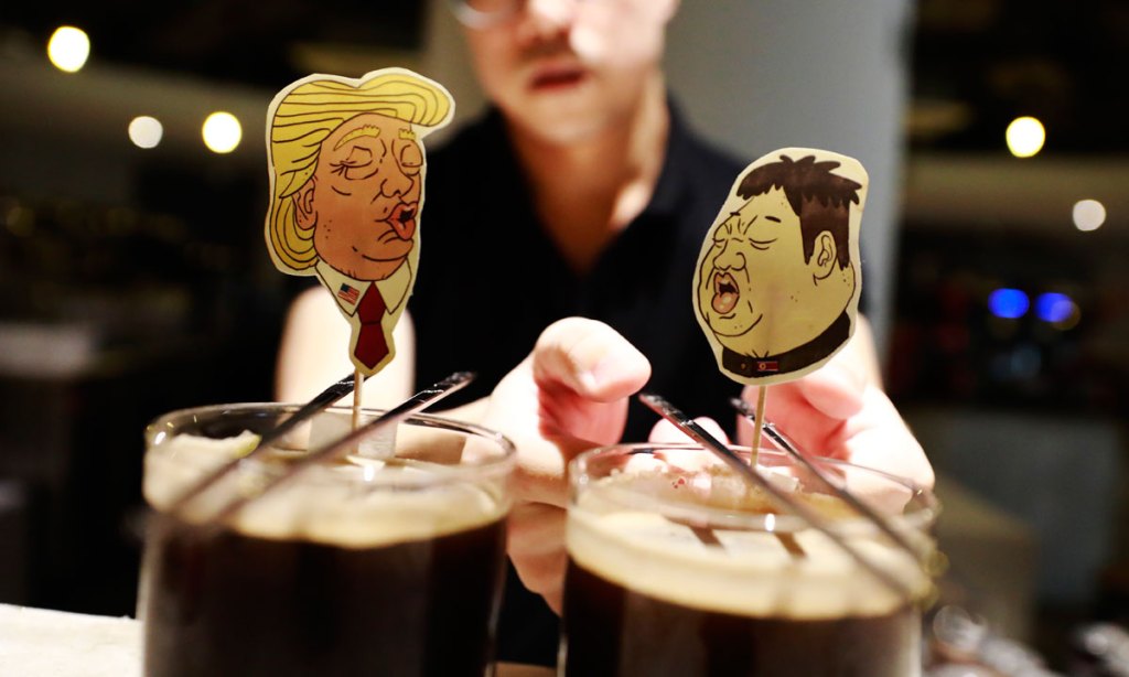 Smells like a Bromance: a Trump-Kim cocktail in a Singapore bar.  Photo: EPA