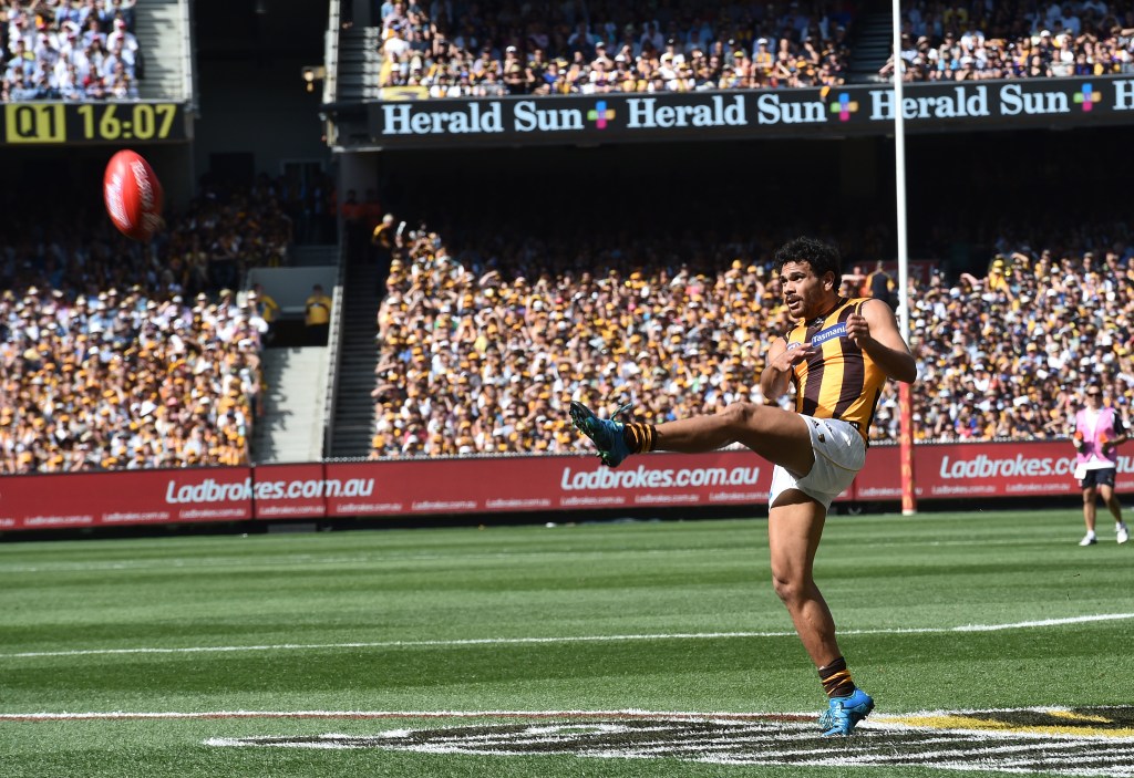 Cyril Rioli on his way to winning the Norm Smith Medial during the 2015 grand final. Photo: AAP/Julian Smith