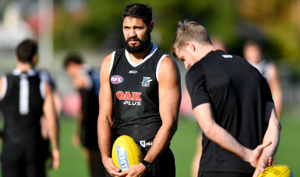 Paddy Ryder was badly missed in Port's loss to GWS. Photo: AAP/Kelly Barnes