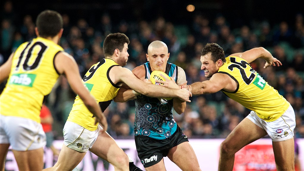 The AFL is pushing a raft of rule changes which they hope will lead to more attractive play. Photo: Michael Errey/InDaily