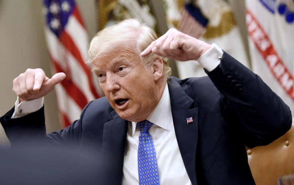 Donald Trump speaks during a roundtable discussion with senior administration officials and Members of Congress this week. Photo: Olivier Douliery / Abaca Press