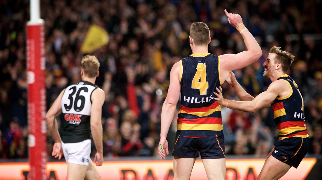 Josh Jenkins wasn't certain his late snap was a goal. Photo: Michael Errey/InDaily