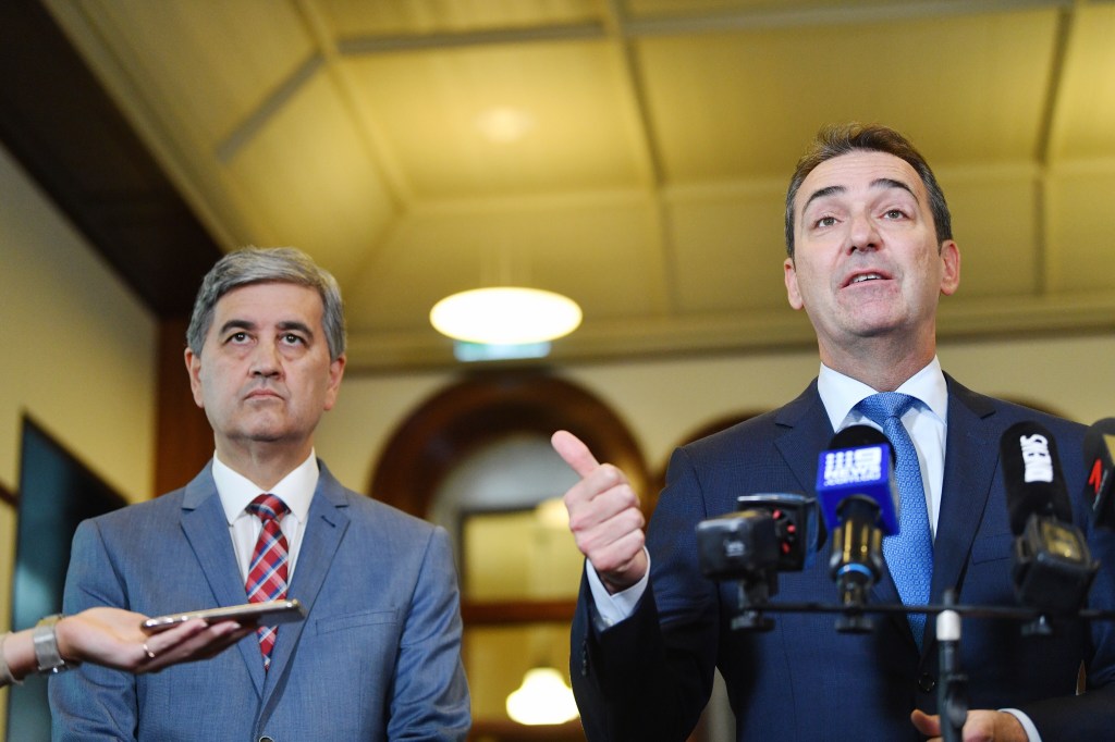 Rob Lucas and Steven Marshall: is the honeymoon over yet? Photo: David Mariuz / AAP