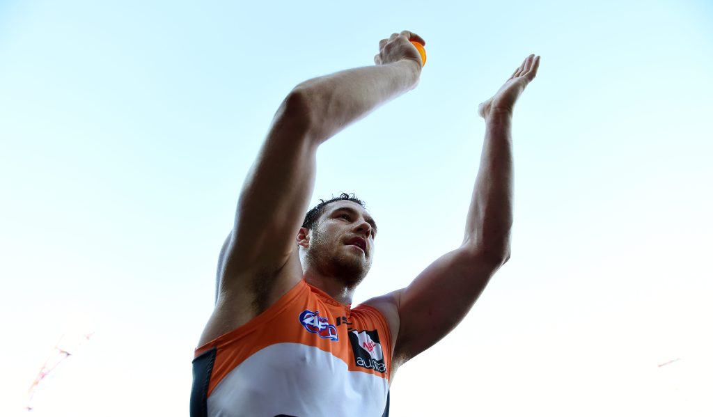 Shane Mumford in his playing days for the GWS Giants. Photo: AAP/Paul Miller