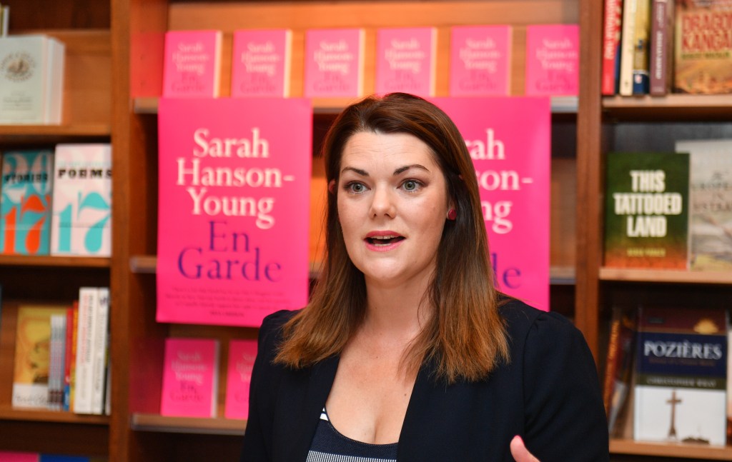 Greens Senator Sarah Hanson-Young at the launch of her book "En Garde" in Parliament last month. Photo: AAP/Mick Tsikas