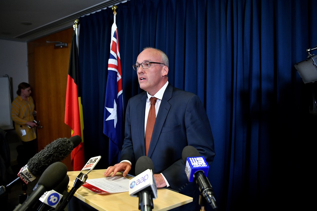 Luke Foley announces his resignation on Thursday. Photo: AAP/Joel Carrett
