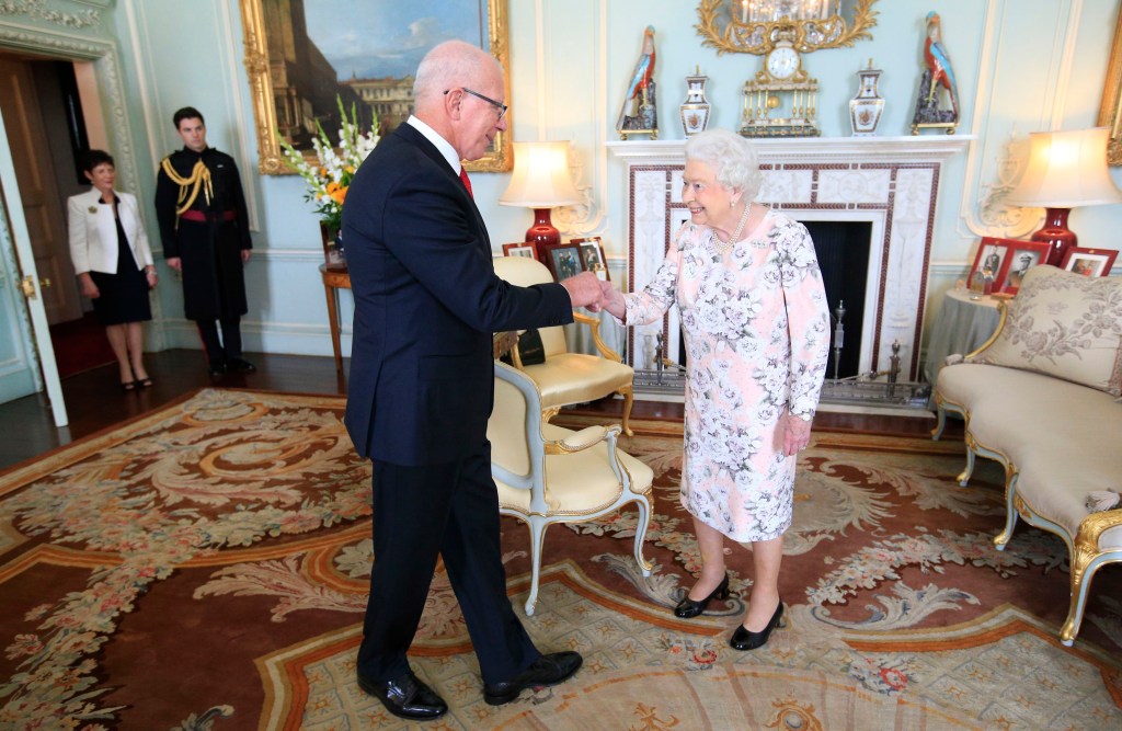 David Hurley meeting Queen Elizabeth as Governor of NSW in 2016. Photo: Jonathan Brady/PA Wire