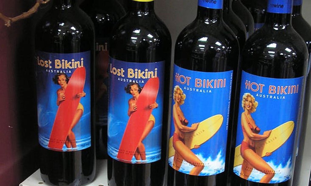 This Australian wine label echoed 1950s’ holiday postcard images of beachside sauciness.