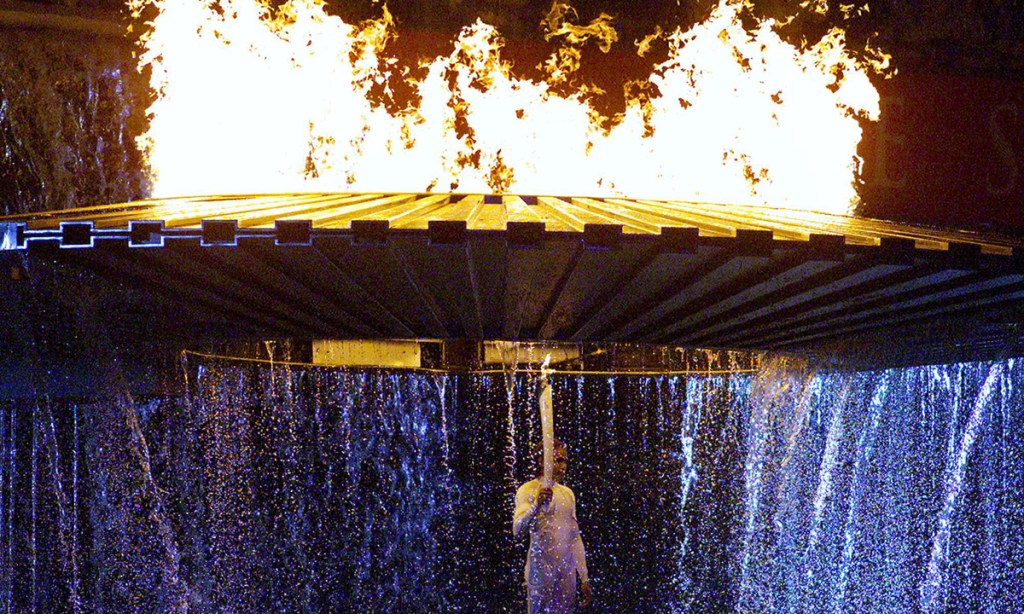 Runner Cathy Freeman lit the 2000 Sydney Olympic cauldron, designed and manufactured by FCP International. Photo AP / Amy Sancetta