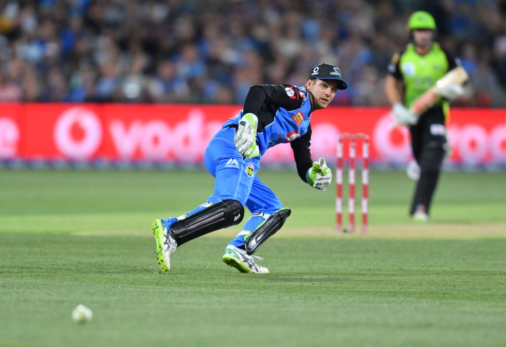 Alex Carey in action for the Adelaide Strikers in the BBL. Photo: AAP/David Mariuz