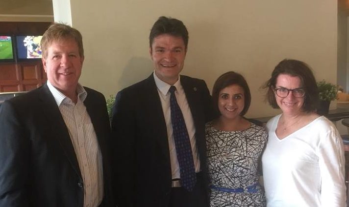Saru Rana (second from right) with prominent Liberals Wayne Matthew, Shaun Osborn and senator Anne Ruston.