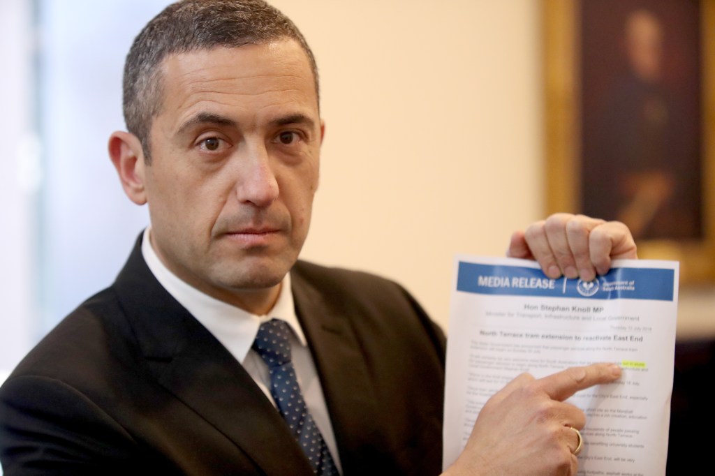 Manager of Opposition Business Tom Koutsantonis. Photo: Kelly Barnes / AAP