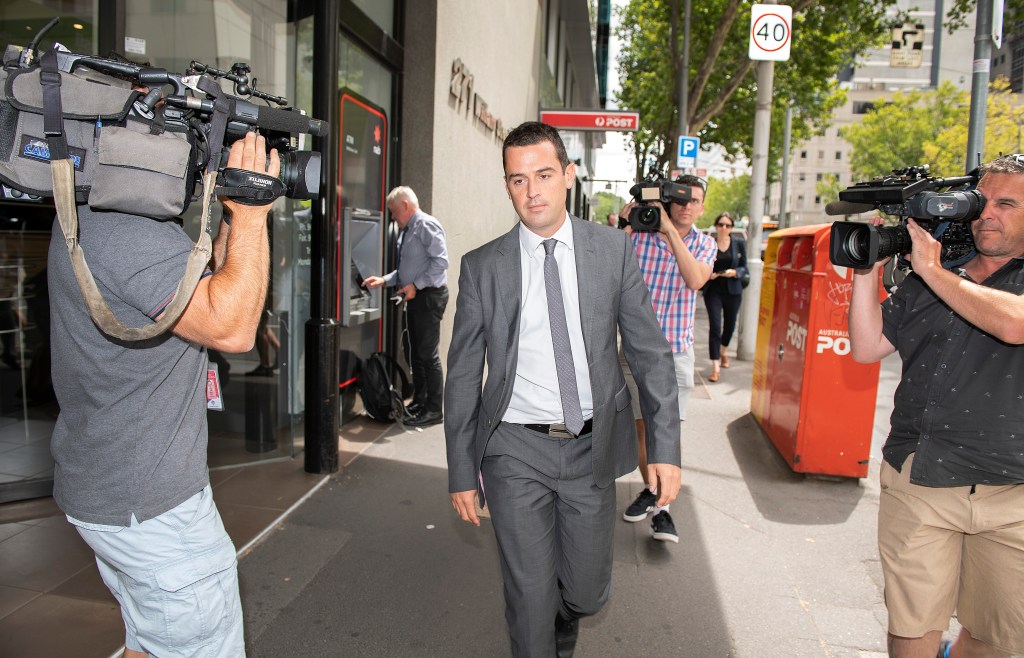 Michaelia Cash's former media adviser David de Garis outside the Federal Court in Melbourne. Photo: AAP/Ellen Smith