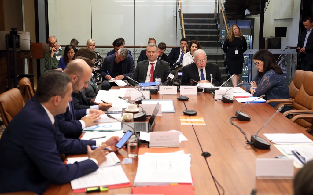 Lander giving evidence to the parliamentary committee. Photo: Tony Lewis / InDaily