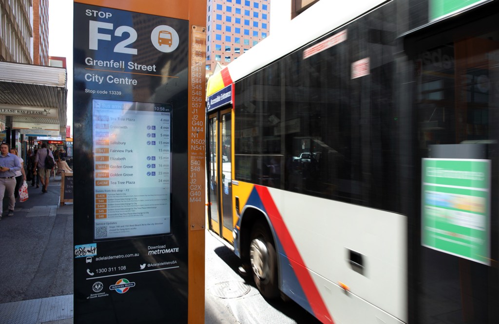 31 bus stop panels will be upgraded to include voice annunciators and hearing loops. Photo: Tony Lewis / InDaily