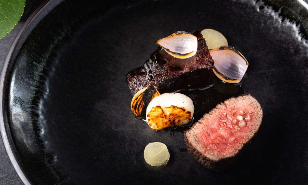 The Wagyu brisket and Riverine sirloin with scallop and pearl onion. Photo: supplied