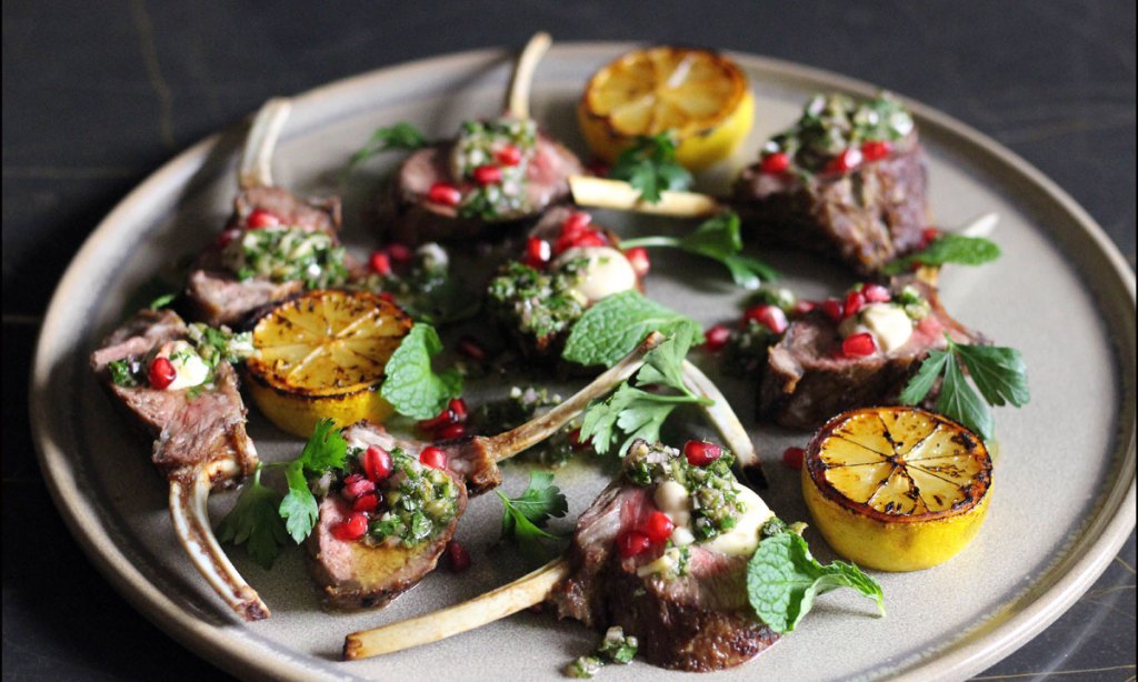 Thumbnail for Lamb Rack with Black Garlic and Anchovy Mayo + Parsley-Mint Verde