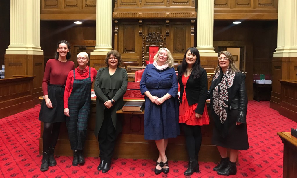 Irene Pnevmatikos, Tammy Franks and Michelle Lensink stood with Bill supporters in the Upper House yesterday. Photo: supplied