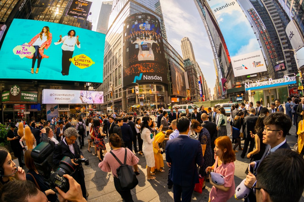 Fears of another shooting led people to flee Times Square and seek shelter. Photo: supplied
