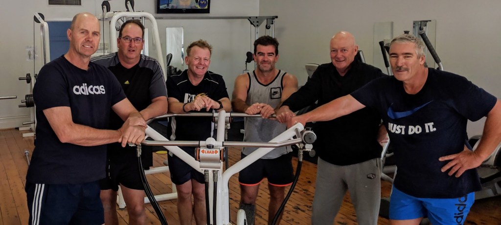 Photo: Some of the Fat Farmers crew Darren Stock, left, Pete Dutschke, Ben Wundersitz, Sam Johns, Bill Moloney and Nick McCauley at the Maitland gym.