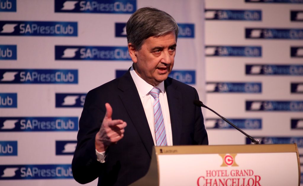Rob Lucas spruiking his June budget. Photo: Kelly Barnes / AAP