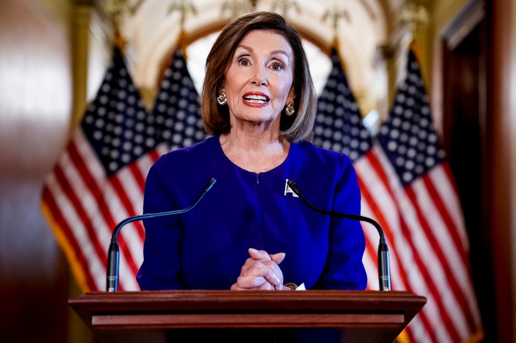 House Speaker Nancy Pelosi announces a formal impeachment inquiry into President Donald Trump. Photo: AP/Andrew Harnik