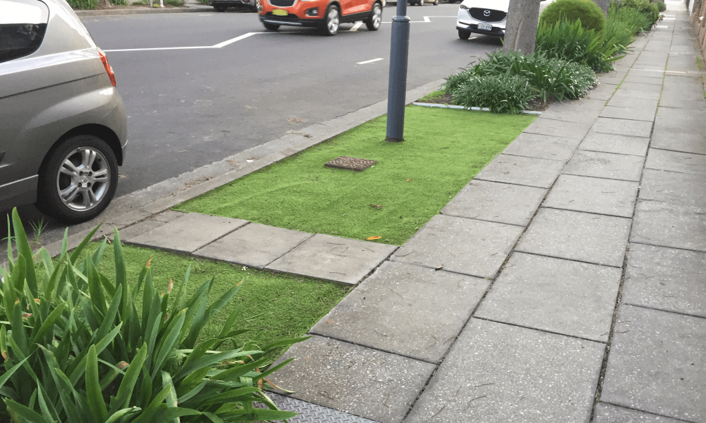 Artificial turf on a North Adelaide verge. Photo: Supplied