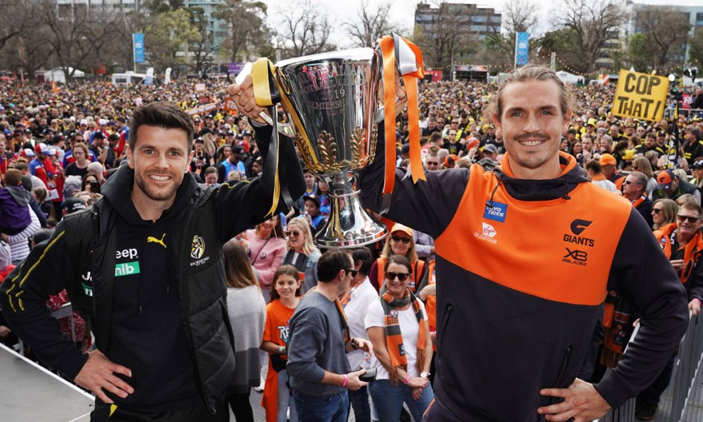 Thumbnail for A big, big sound pervades social media as players feted at grand final parade