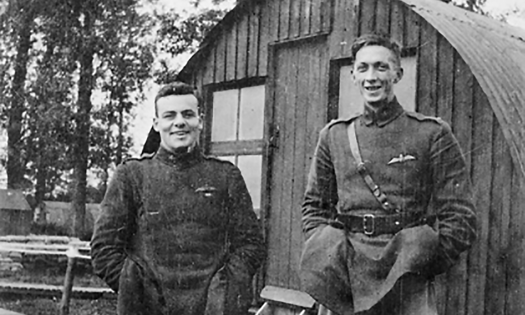 Capt. Cedric Howell (right) in France, 1917. The decorated fighter ace drowned off Crete when his aircraft ditched during the 1919 Great Air Race. Photo: Australian War Memorial/AAP