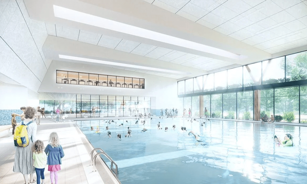 A render of the Crows' proposed public aquatic facility. Image: Adelaide Football Club 