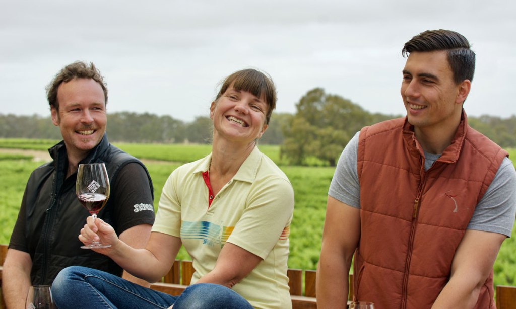 Winemakers Rob Mack, Charlotte Hardy and Turon White. 