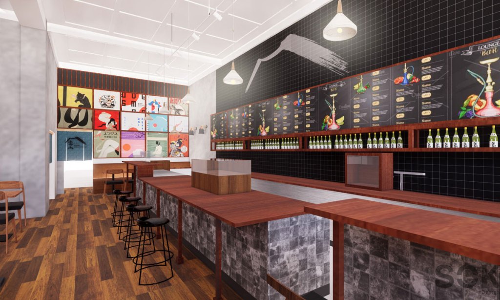 An artist's render gives an indication how Toyama's sashimi bar will look. Illustration: SOKO Design Studio