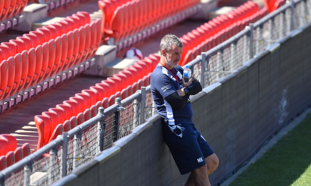 Marco Kurz during his tenure at Adelaide United. Photo: AAP/Kelly Barnes