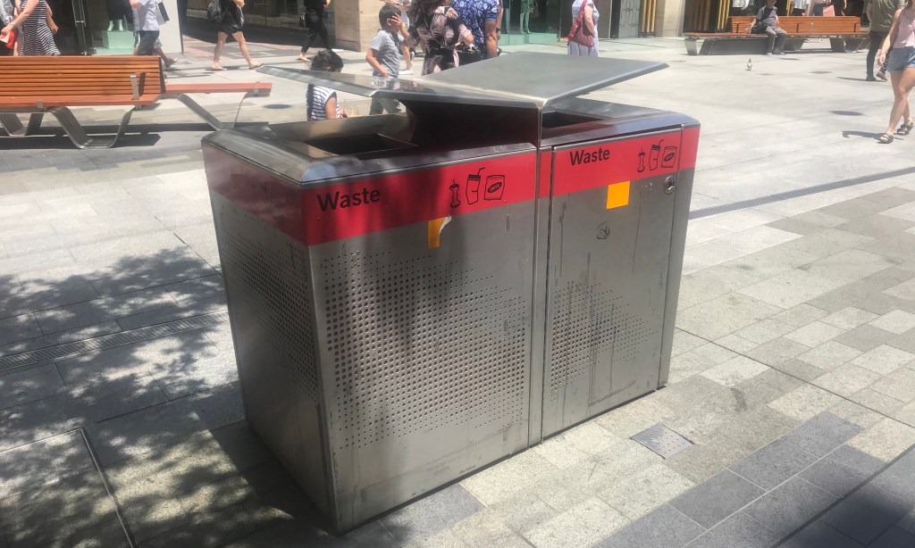 Thumbnail for Rundle Mall recycling bin removal rubbished