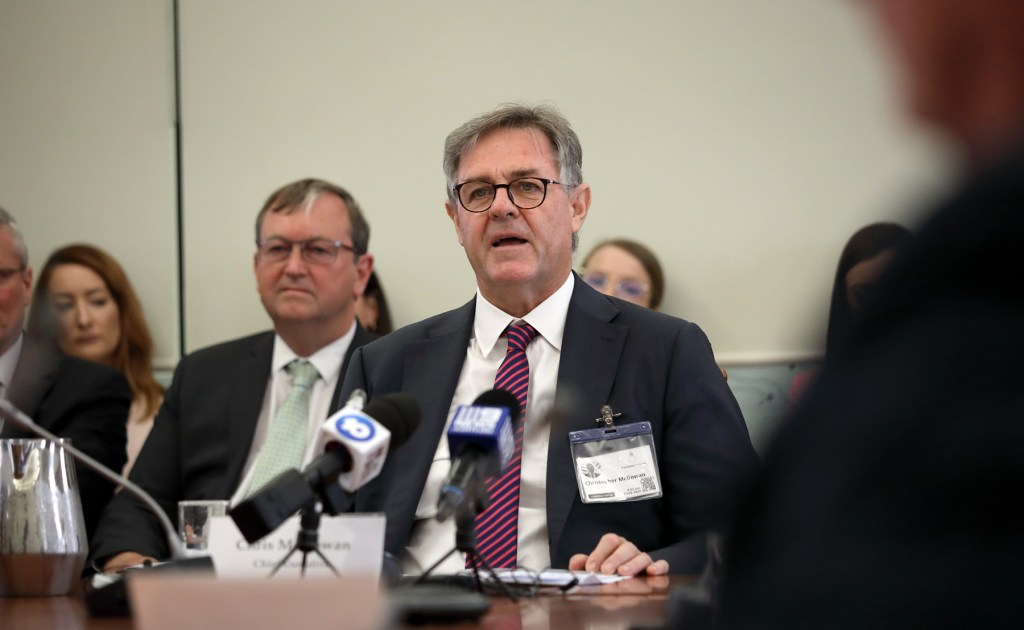 Chris McGowan giving evidence today. Photo: Tony Lewis/InDaily
