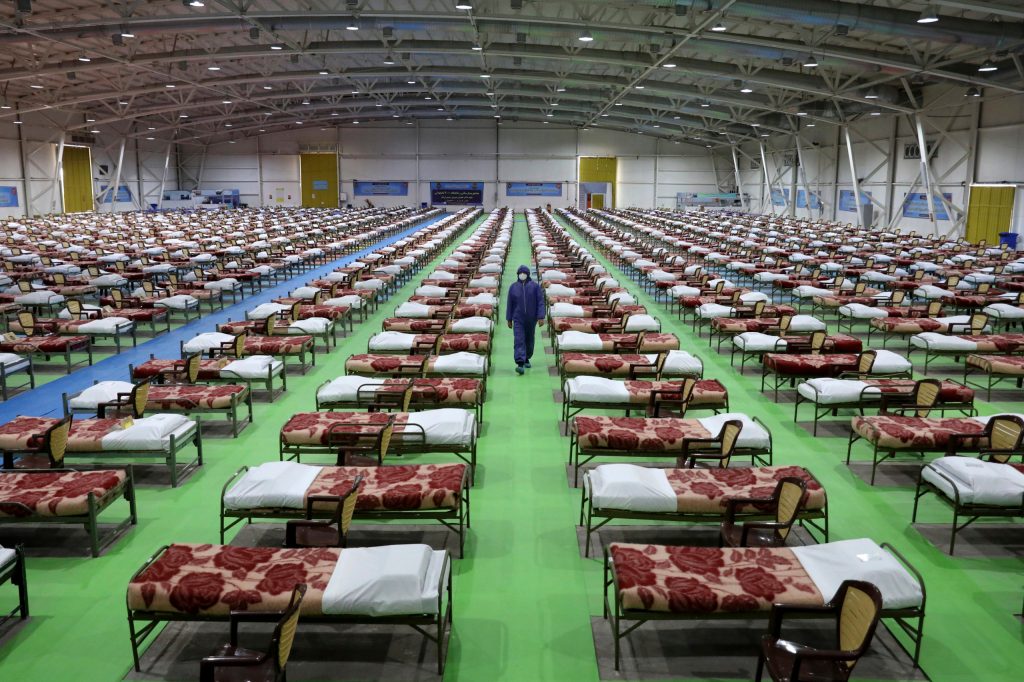 A temporary hospital in Tehran, Iran. Photo: AP/Ebrahim Noroozi